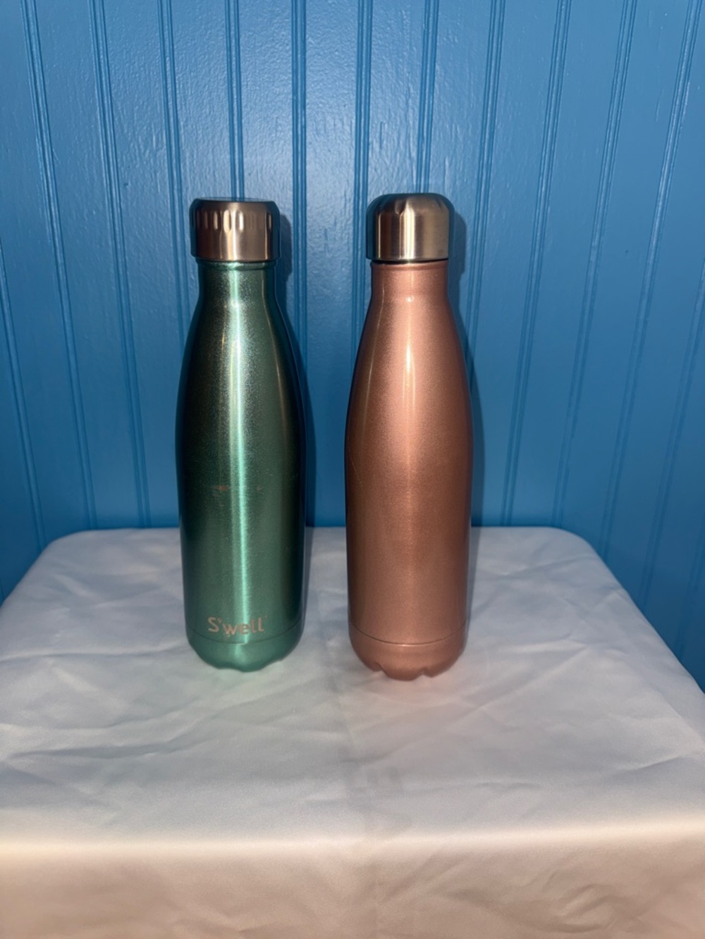 S'well Teal and Generic Rose Gold Metallic Insulated Bottles - Set of 2